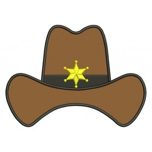 Sheriff Hat Applique Machine Embroidery Digitized Design Pattern